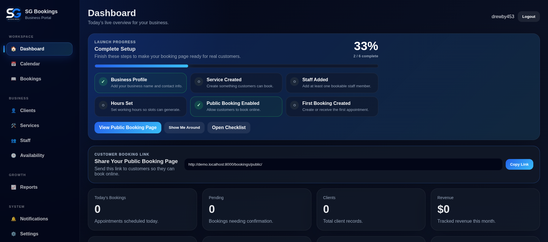 SafeGuard Bookings dashboard preview